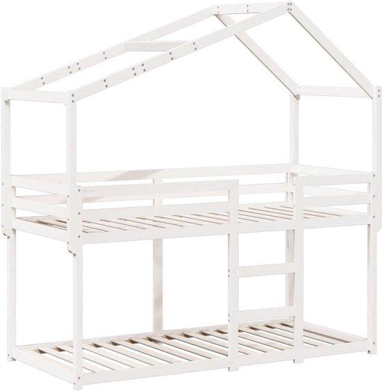 Stapelbett mit Dach Form Holz weiß 90x190 cm Kinderbett