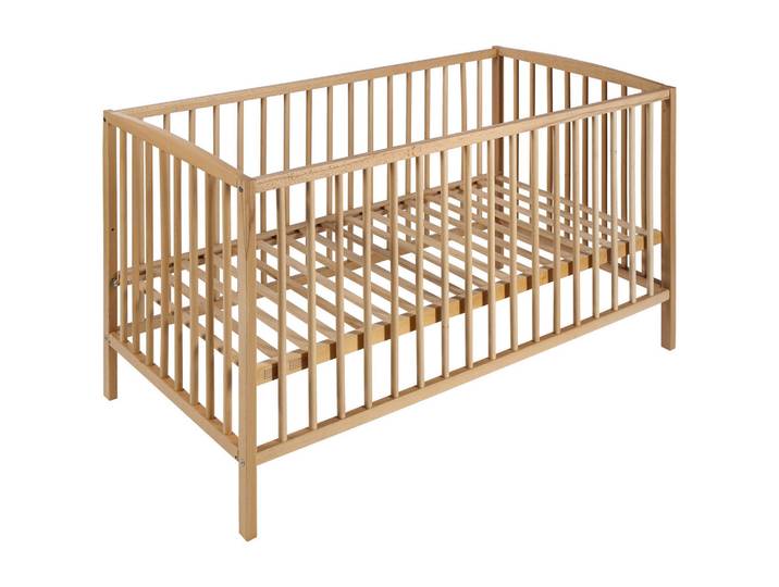 My Baby Lou Gitterbett, Naturfarben, Holz, Buche, 120x60 cm, höhenverstellbar, Aufbauanleitung im Karton, Lattenrost inklusive, Schlupfsprossen, Baby- und Kindermöbel, Babyzimmer, Babybett, Gitterbett