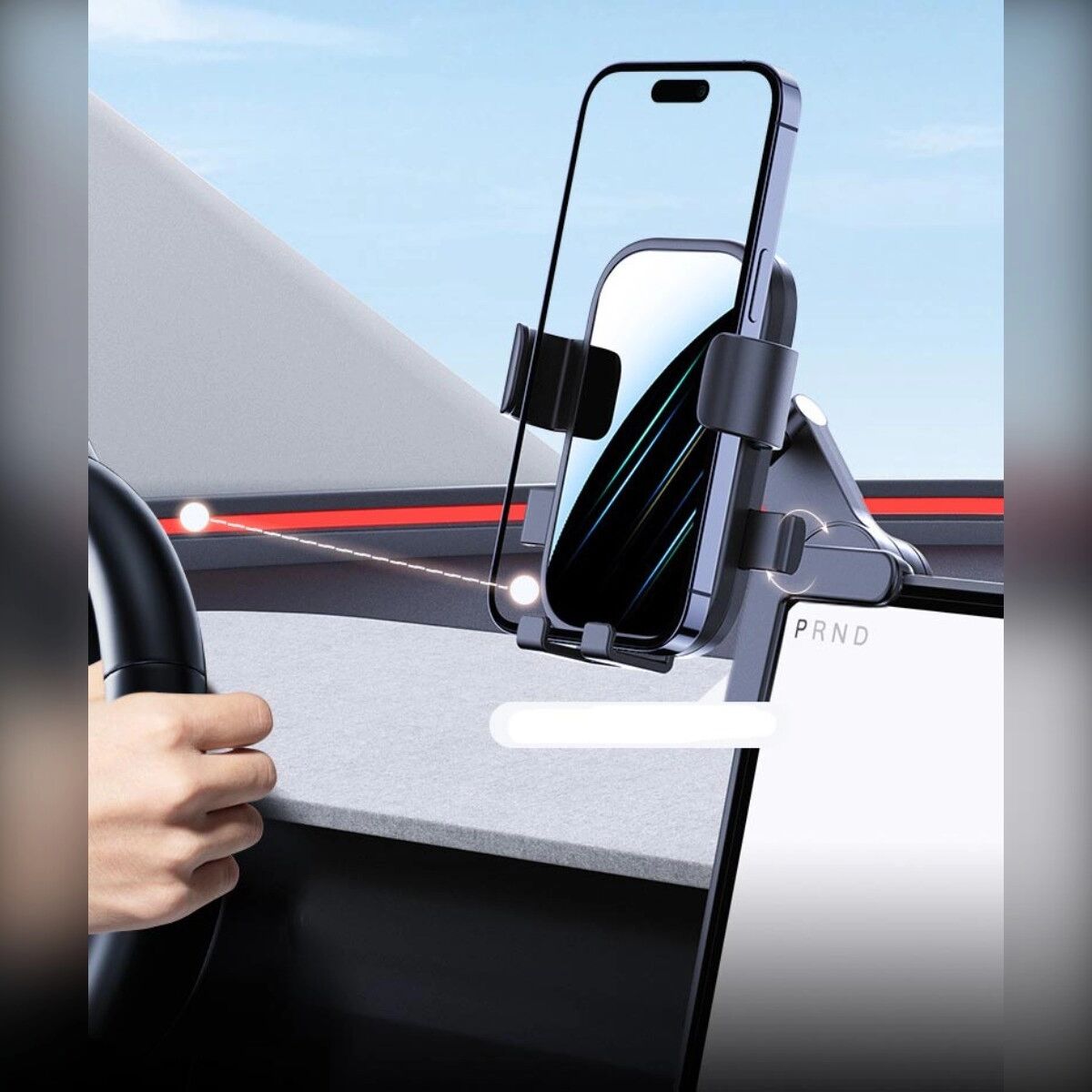 INF Auto-Handyhalter kompatibel mit Tesla Model 3 (überarbeiteter Bildschirm) — 360° Rotation, 270° Neigung, Exakte Passform PC