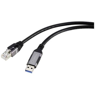 Renkforce USB, Netzwerk Adapterkabel [1x USB 3.2 Gen 1 Stecker A (USB 3.0) - 1x RJ45-Stecker] 3.00 m Aluminium-Stecker