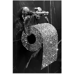 POSTER WC - Toilettenpapier - Schwarz und weiß - Glitter Wanddeko 40x60 cm