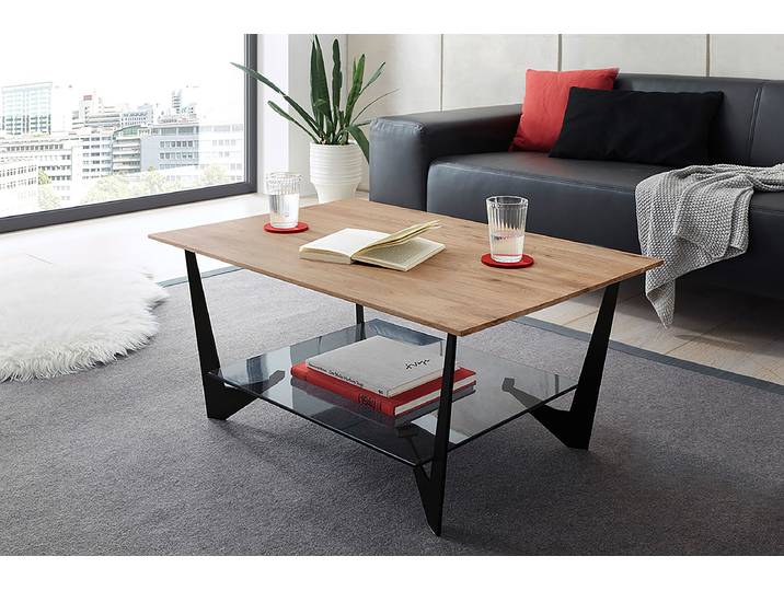 Couchtisch Wahoo - rechteckig 90 x 40 x 60cm Schwarz/Holz/Braun