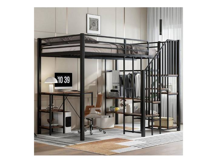 LuxusKollektion Metallbett Etagenbett Metall Treppe Stauraum 120x200
