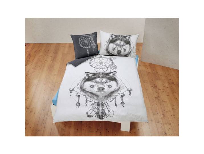 Bettwäsche mit Wolf und Traumfänger – 65x100 cm / 160x210 cm