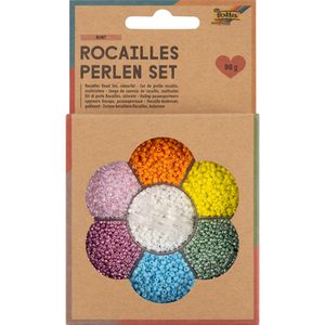 Folia Perlen 12907 Rocailles, bunt, in Box, Glas, farbig sortiert, rund, Ø 1,9 mm, 90 g