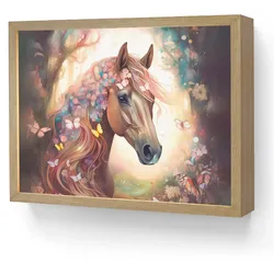 NACHTTISCHLAMPE MIT AKKU Pferd - Natur - Blumen - Schmetterlinge - Wald 40x30 cm