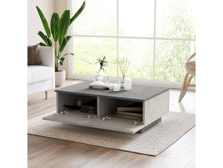 Dmora Couchtisch Eurus 90x60x31,6h cm Silber, Zeitschriftenhalter