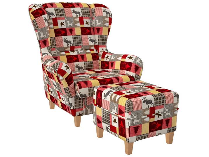 Supellex Ohrensessel Sofia Relaxsessel mit Hocker – Schwedisch Landhaus