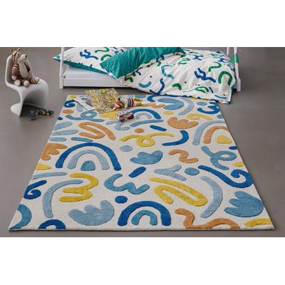 Kinderteppich SMART KIDS "Scribble", bunt (multi), B:80cm H:16mm L:150cm, Schurwolle, Teppiche, Kinderteppich, Kinderteppich, Hoch-Tief-Effekt, Schurwolle, handgetuftet, Spielzimmer