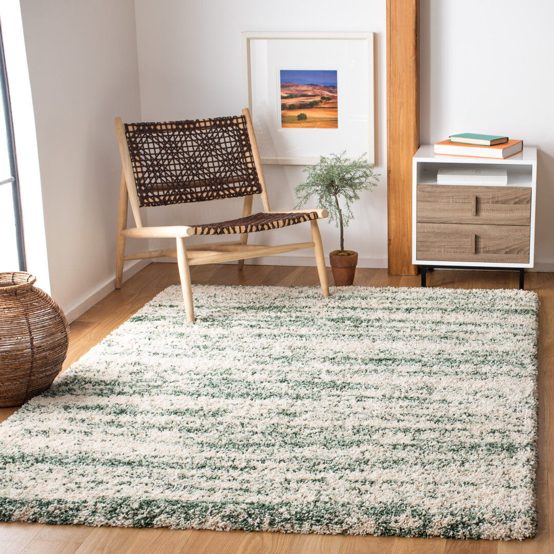 Rio Striped Area Rug Green Rectangle 160 x 229 cm