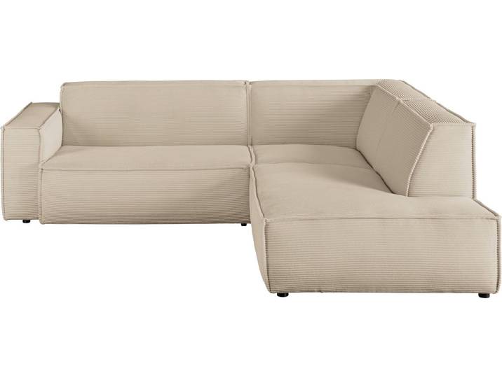 3C Candy Ecksofa Matteo in elegant, kubischer Formensprache, bequem, L-Form, mit auffälliger Kedernaht, Cord-Bezug, Lounge-Charakter