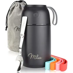 Milu Lunchbox-Set (9-tlg.) - 650 ml - schwarz