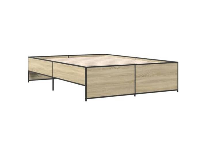 KTHLBRH Bettgestell Eiche Sonoma 135 x 190 cm Mehrschichtholz, Beine aus Stahl, Lattenrost im Lieferumfang enthalten, Matratze nicht im Lieferumfang enthalten