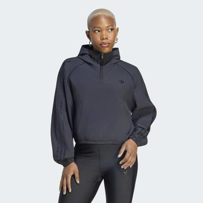 Sweatshirt ADIDAS PERFORMANCE "ADIDAS ORIGINALS SPORT COVERUP", Damen, Gr. XXL, schwarz, Obermaterial: 87% Polyester, 13% Elasthan, normal, Rundhals, angesetztes Bündchen, Sweatshirts Sweatshirt, locker geschnittene Half-Zip Trainingsjacke