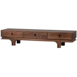 TV-Board Staes Mangoholz, Retro Chic Design, braun walnuss, 180 cm breit, 3 Schubladen