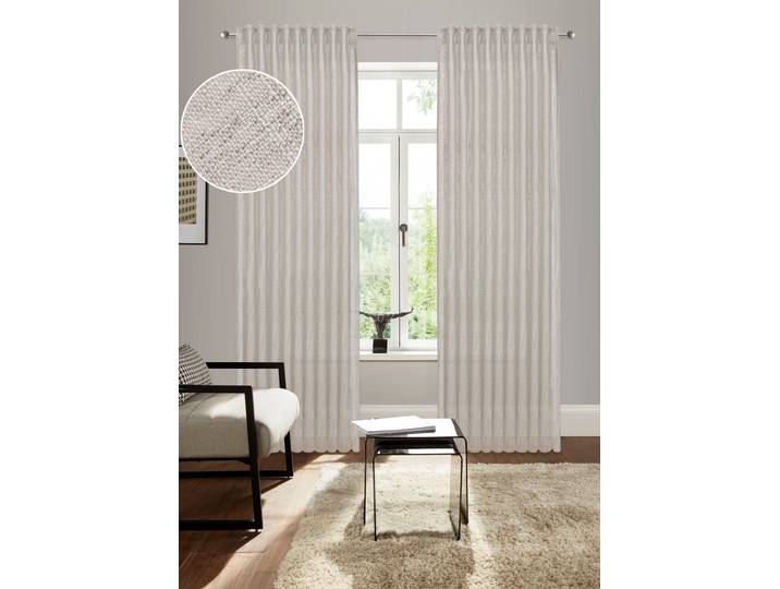 Gardine BRUNO BANANI Jaden Gr. 2, beige, B:140cm H:175cm, Polyester, Gardinen, Gardine, modern, zeitloser Schal, Leinenoptik