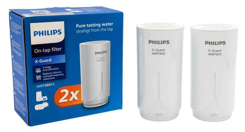 Philips AWP305P2 Vervangingsfilters voor de kraanwaterfilter, 2-pack