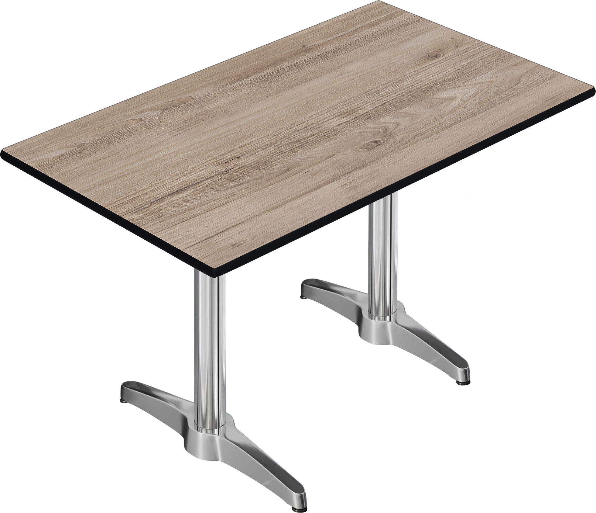 CPBL | HPL Bistrotisch | B:T:H 120 x 70 x 80 cm | Eiche / Aluminium | Zusatzgewicht | Rechteckig | Bistrotisch Gastro Tisch