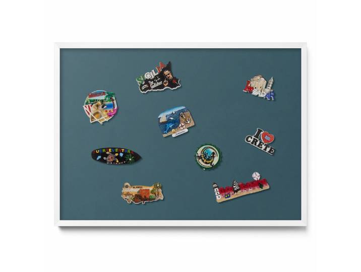 MAGNETTAFEL 70x50 cm weißer Rahmen – Dunkeltürkisfarben