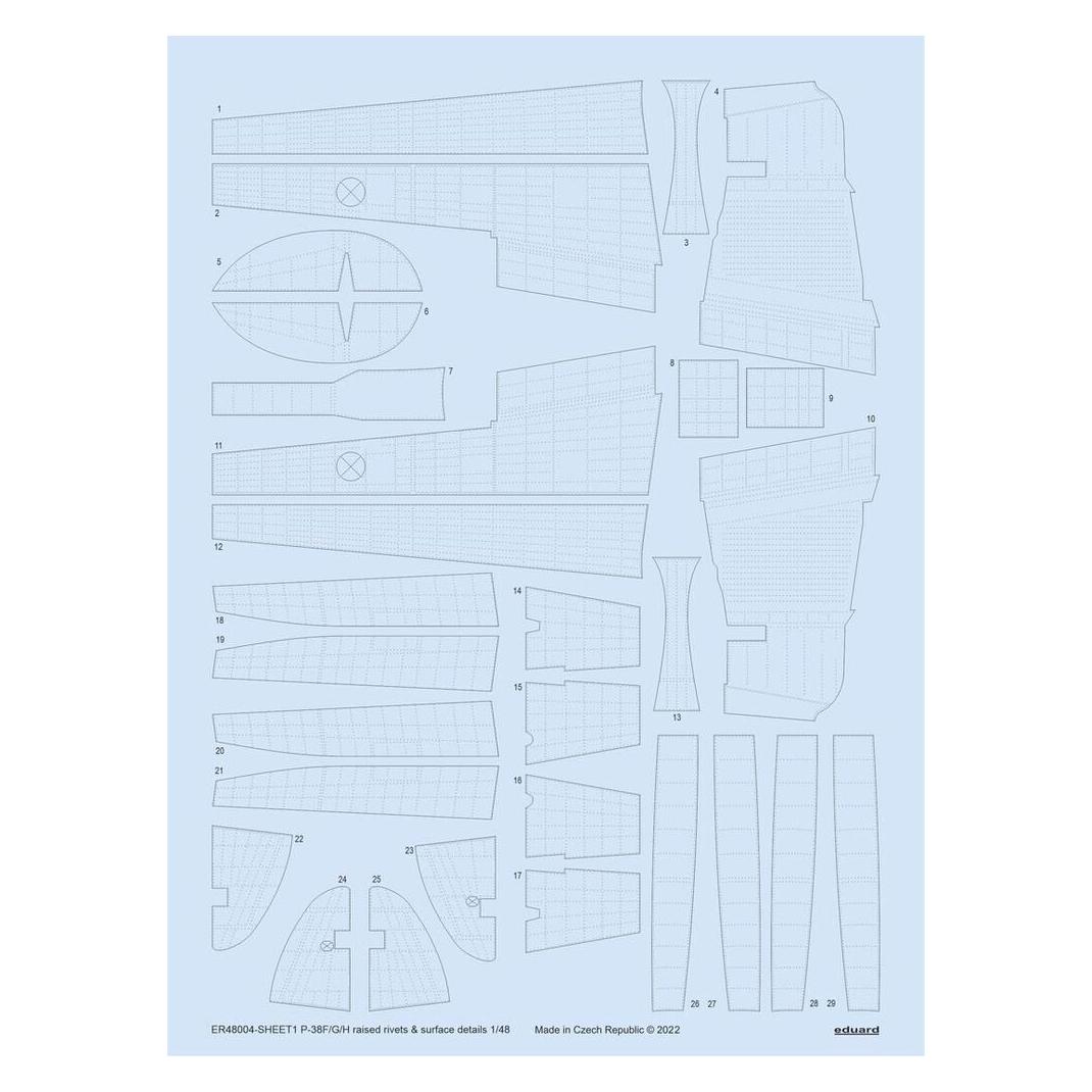 Eduard P-38F/G/H raised rivets & surface details for TAMIYA (ER48004)