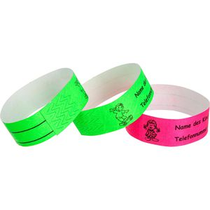 Wolf&Appenzeller Einlassbänder 180158, aus Tyvek, Sicherheitsbänder für Kinder, pink/grün, 100 Stück