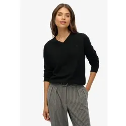 Superdry für Damen. W6110644A Klassischer V-Pullover schwarz (M), Lässig, Acryl