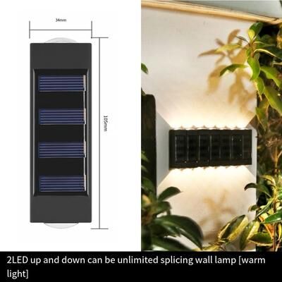Uplift Picks Outdoor Solar Wall Light Waterproof LED Up Down Garden Lighting Lamp splicing Warm 2 Led 6 Pcs