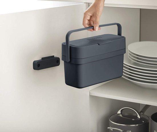Famanu Afvalbak voor de keuken met deksel, 4 liter, Grafietkleur