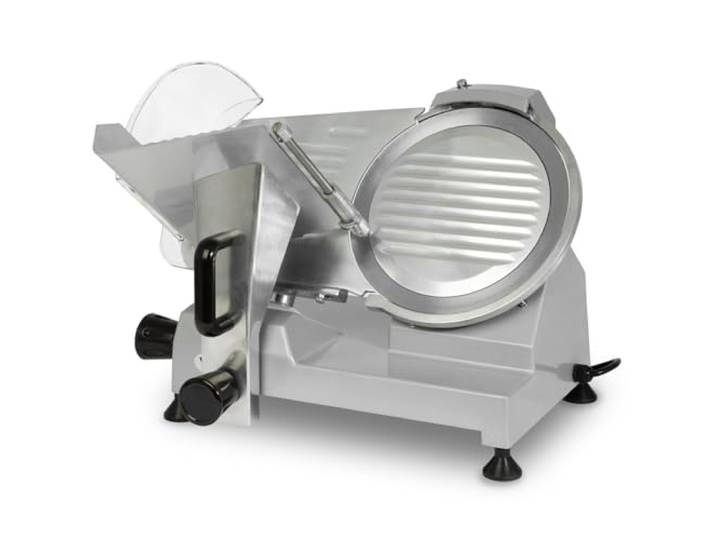 VERTES Gastro Aufschnittmaschine Schneidemaschine, Elektrisch mit 150W, Messer mit 250mm Durchmesser, Schnittstärke 0 bis 12mm, Allesschneider mit Aluminium Gehäuse, Inkl. Schleifstein