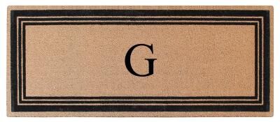 A1 Home Collections Natural Coir Monogrammed Flock Anti shed Treated Durable Doormat BlackBeige