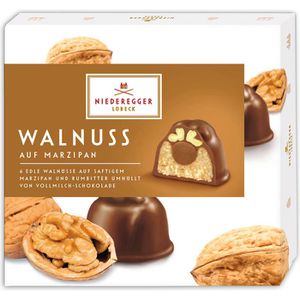 Niederegger Marzipan Walnuss auf Marzipan, Pralines, 6 Stück, mit Vollmilchschokolade, einzeln verpackt, 102 g