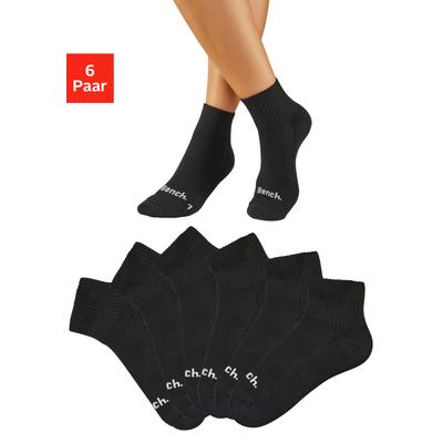 Kurzsocken BENCH. "Sportsocken Antiblasensocken für Damen Herren", Damen, Gr. 39-42, Sockengröße, schwarz (6x schwarz), Baumwollmischung, unifarben, elastisch, Socken, doppellagig, beugt Blasen vor