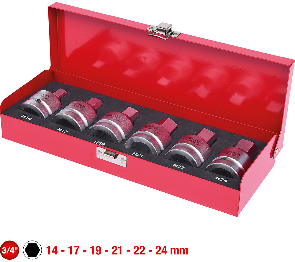 3/4'' Kraft-Bit-Stecknuss-Satz, 6 Teile, 14 - 24 mm KS Tools