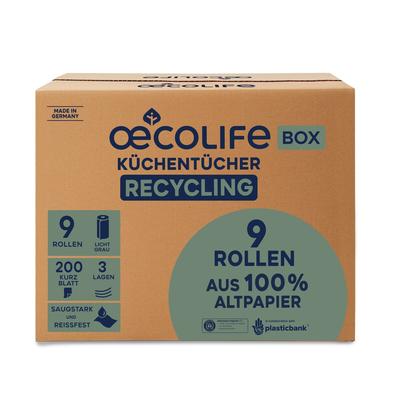 Fripa Küchenrolle oecolife Recycling 3299001 3-lagig 200 Blatt 9 Rollen