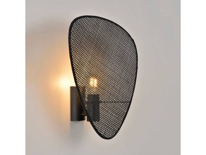 Wandlampe Screen, 42 cm hoch, schwarz, Rattan - MARKET SET - Wohnzimmer - Design - Holz