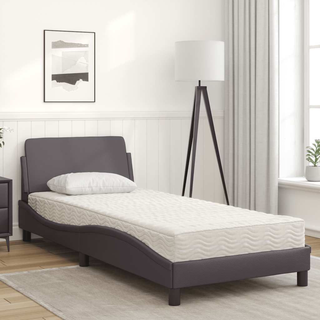 vidaXL Lit avec matelas Dover gris 80x200 cm similicuir