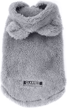 Inspire Curations CozyPaws Fleece Pet Hoodie Cat Sweater For Warmth, Comfort & Cold Weather Style gray s