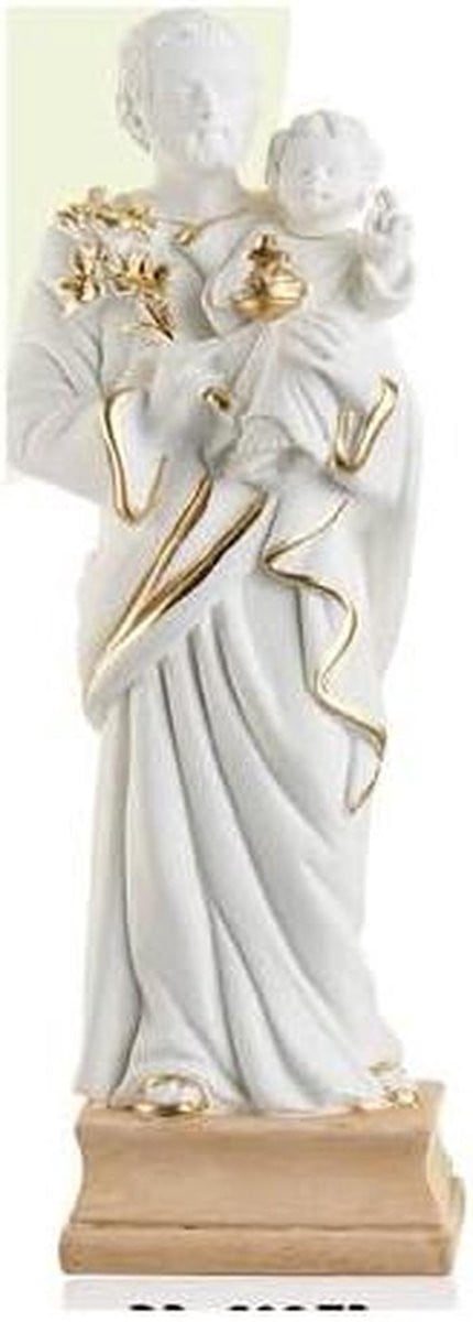Wit Resin Beeld Sint Jozef Figuur voor Huisdecoratie - 15 cm