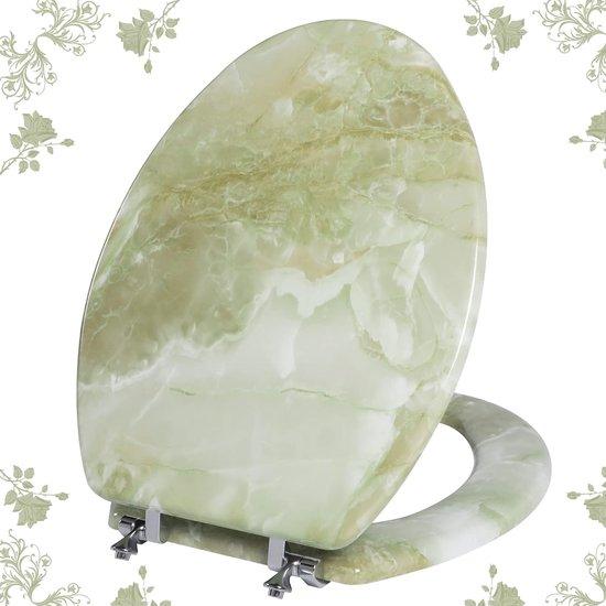 Famanu Toilettensitz Langform - Grüner Marmor - 48,5 x 36,3 cm