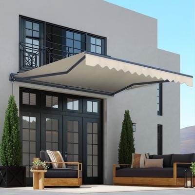 ALEKO Moroccan Semi-Cassette Motorized Patio Awning - Ivory Cream - 13 x 10 Feet