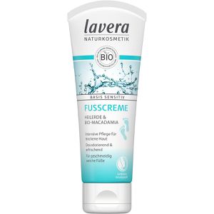 lavera Fußcreme Basis Sensitiv, geruchsneutralisierend, für trockene Haut, mit Heilerde und Bio-Macadamia, 75 ml