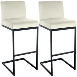 CLP 2er Set Barhocker Hopewell Samt B   Farbe: creme