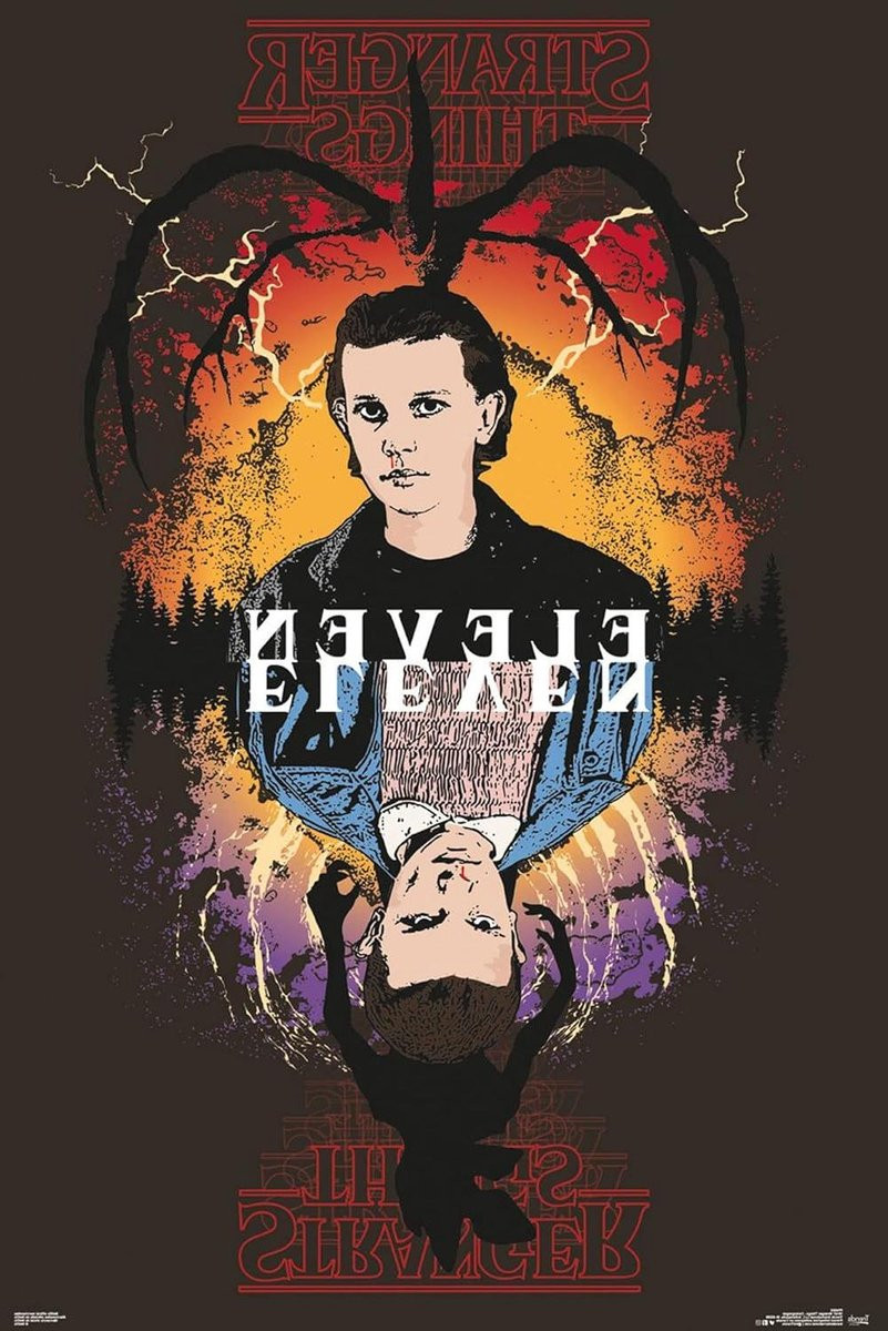 Stranger Things Poster met Posterlijsten - Film Poster Muurdecoratie - Natuurlijk Hout - 61 x 91,5 cm