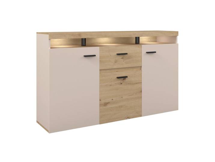 Sideboard mit LED 151cm Strada Giga, Eiche Artisan/Kashmir