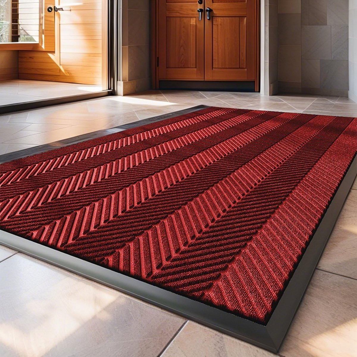 Rode antislip deurmat - Absorberende welkomstmat - 200 x 300 cm