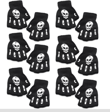Inspire Essentials GlowSkull Halloween Skeleton Half Finger Gloves 14