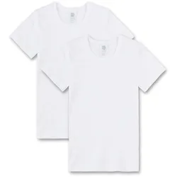Sanetta Jungen T-Shirt, 2er Pack - Unterhemd, Basic, Cotton Weiß / 104