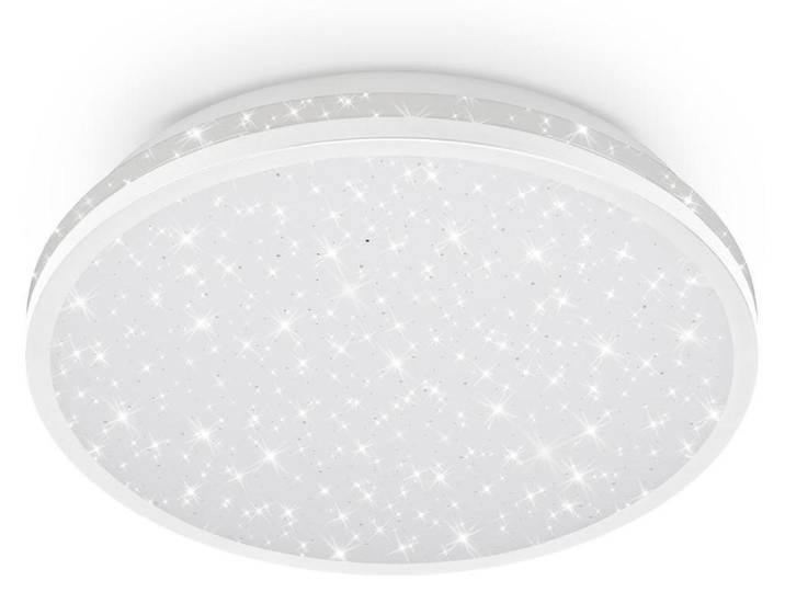 Briloner LED Deckenlampe IP44 Spritzwasserschutz Ø28x7 cm Rund 15W 8000lm 4000K Warmweiß Sternenhimmel Weiß - Deckenleuchte Badezimmer Küche Feuchtraum