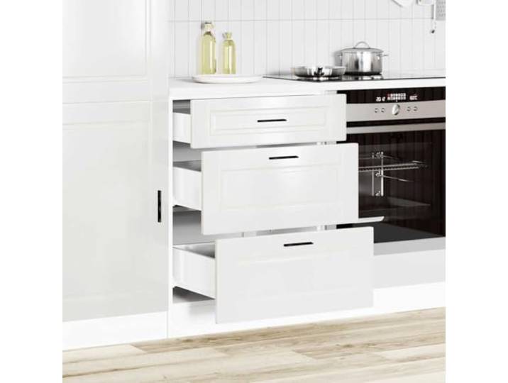KTHLBRH Küchenschrank Porto weiß glänzend 60 x 46 x 81,5 cm Technisches Holz, verstellbare Füße, Kapazität 50 kg, Montage erforderlich