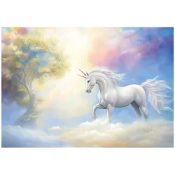 FOTOTAPETE Kinderzimmer Mädchen Einhorn Himmel Vlies Tapete 300x210